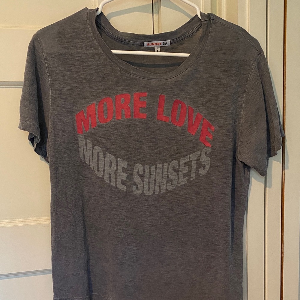 Sundry Women's Washed Navy Tee with Red and Gray Print
